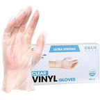 ForPro Disposable Vinyl Gloves, Clear, Industrial Grade, Powder-Free, Latex-Free, Non-Sterile, Food Safe, 2.75 Mil. Palm, 3.9 Mil. Fingers, X-Large, 100-Count
