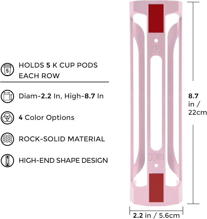 K Cup Holder for Keurig: Coffee Pod Holders for Counter Small Space - Kcup holders for Wall Mount (2, Pink)