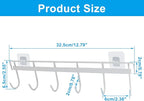 2 Pcs Kitchen Utensil Rack with 4 Adhesives - Adhesive Kitchen Utensils Hanging Rack Utensil Holder for Kitchen, Bathroom, and Bedroom(White)