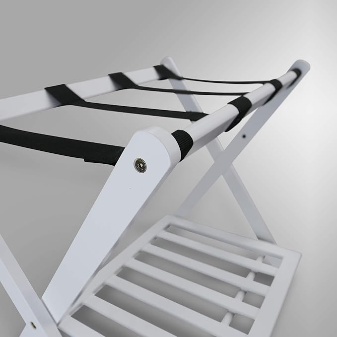 Casual Home Shelf-White Luggage Rack, 26.75" Wide