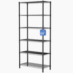 Golpart 6 Tier Adjustable Storage Shelves,Heavy Duty Metal Utility Shelf 900LBS Capacity,Wire Shelving Unit Organizer Rack for Home,Kitchen,Office,Bathroom,Pantry Room,12" D x 22" W x 69" H,Black