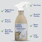 Clean People Stain Remover Spray - Natural Plant & Mineral-Based Ingredients - Non-Toxic Laundry Spot Treatment for Food, Pet & Baby Stains - Boosted with Enzymes - Fabric Safe - 16oz