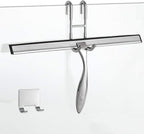 Simtive 14-Inch Shower Squeegee Set, Includes Shower Door Hook and Adhesive Hook, Squeegee for Shower Doors, Mirror and Window, Silver
