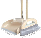 Broom and Dustpan Set with Long Handle - Dust Broom and Dustpan Combo, Lightweight Robust Kitchen Brooms Dustpans, Ergonomic Duster Tool Cleaning Gadgets, for Home, Kitchen, Offices, Pet Hair, White