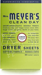 Mrs. Meyer's Clean Day Dryer Sheets, 80 Count (Lemon Verbena, Pack - 1)