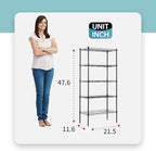 BestOffice Adjustable NSF-Certified Metal Shelf Wire Shelving Unit Storage for Small Places Restaurant Garage Pantry Kitchen Garage Rack (Black, 21.5L x 11.6W x 47.6H)
