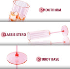 Ciaell 24 Pack Pink Plastic Champagne Flutes - 6 Oz Flower Wavy Champagne Glasses - Heavy Duty Vintage Disposable Glassware for Party & Anniversary & Wedding