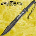 Black Legion Jungle Hunter Machete with Sheath | 25" Tactical Survival Machete Knife | Heavy Duty Sawback Blade for Yard Work & Gardening | Full Tang Stainless Steel | Outdoor & Camping Tool