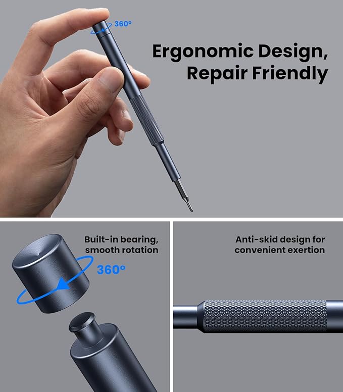 AXTH 50-in-1 Precision Screwdriver Set, Professional Magnetic Small Repair Tool Kit for Electronic Devices, Mini Screw Driver with Flat, Philips, Torx, Hex, Pentalobe, Triwing, Triangle and More