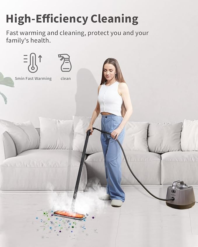Steam Cleaner for Home, 293°F 58 PSI Powerful Multipurpose Handheld Steam Mop, 21 Attachments, 50Oz Capacity, Heavy Duty Steamer for Carpets, Floors, Cars, Tiles, Crack Cleaning, Turquoise