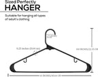 Utopia Home Plastic Hangers 100 Pack - Space Saving Clothes Hanger - Durable & Strong Closet Organizers and Storage with Built-in Strap Hooks - Essential for Shirts, Pants, Skirts & Coats (Black)