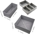 Bructhun Drawer Organizer Set of 4 Light Grey - Fabric Storage Bins for Clothes, Underwear, Socks & Bras - 11" Dresser Dividers for Bedroom Closet
