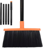 Heavy-Duty Adjustable Angle Broom with 56" Steel Handle - Ideal for Home, Garage, Kitchen, Bathroom, Office, and Outdoor Use - Durable & Efficient Cleaning Tool for Hard Floors (Orange)