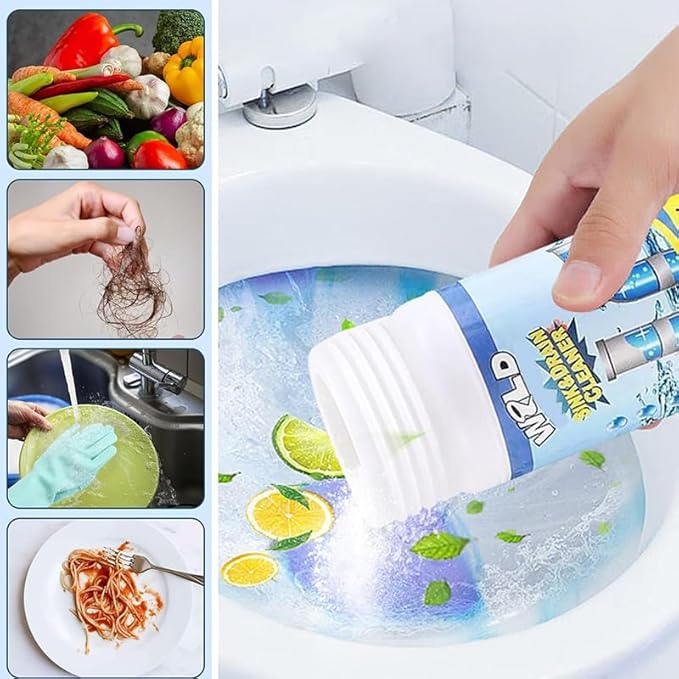 Wild Sink and Drain Cleaner Powder | Rapid-Foam Fast-Acting Pipe Declogger for Kitchen, Bathroom, Toilet, Shower Drain Maintenance (2pcs)