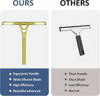 Stainless Steel Shower Squeegees All-Purpose Mirror/Window/Glass Wiper Scraper Golden Shower Squeegee