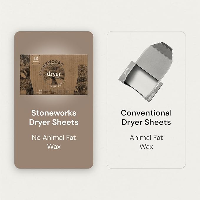 Grab Green, Stoneworks, Dryer Sheets, 80 Compostable Sheets (Birch Branch)
