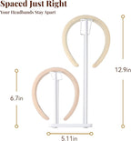 pickpiff Headband Holder Organizer Metal 2-Tier with Tray: Hair Accessories Display Stand Storage, Purse Charms Key Rings Rack Necklace Stand Home Bedroom for Girls Women, White