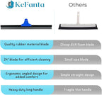 Floor Squeegee for Concrete and Tile Cleaning, 24'' Rubber Wiper Broom, Large Heavy Duty Water Scraper with 60'' Long Handle for Garage, Deck, Bathroom, Shower Glass, Window
