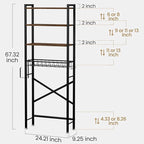 SwaaVee Over The Toilet Storage Cabinet, 4-Tier Bathroom Organizers and Storage with Adjustable Shelves, Freestanding Over-The-Toilet Shelf for Restroom, Laundry, Rustic Brown