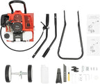 Garden Tiller Cultivator,2-Stroke 52CC Gas Powered Engine Rototiller Garden Tool with Widened Mud Flap Cordless with Long Handle Strong Power Garden Cultivator for Plowing Turning Soil Ditching