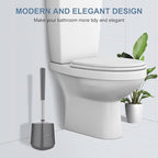 SetSail Toilet Brush and Holder, Self Closing Lid Toilet Bowl Brushes Holder and Extra Long Handle Ventilated Toilet Brush Set for Bathroom Cleaning, Nylon Bristles, Grey