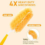 60 Count Heavy Duty Duster Refills for Swiffer, Multisurface 360° Larger Size Dusters with 4X Microfibers, Disposable Dusters for Pet, Cleaning Home, Blinds, Fans, Corners (60 pcs-Orange)