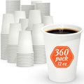 360 Count 12 oz Coffee Cups, Leak-Free Food Safe Paper Cups 12 oz, Disposable 12oz White Paper Cups for Cold and Hot Drinks