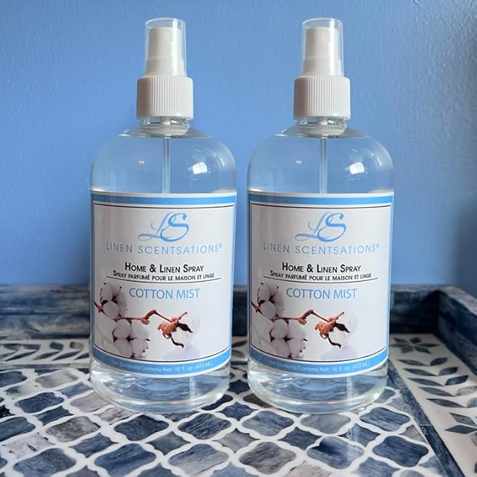 Linen Scentsations Premium Home, Fabric and Linen Spray 2x 16oz Value Pack (Cotton Mist)