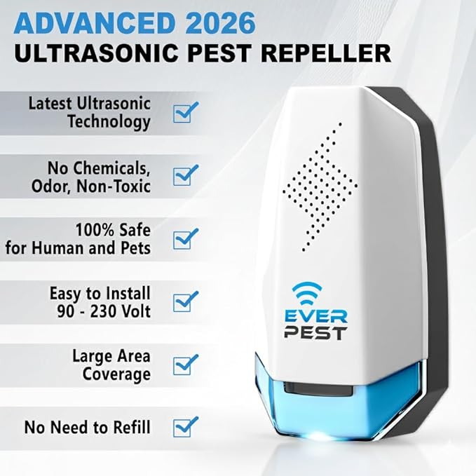 Ultrasonic Pest Control Repeller (2-Pack) Plug in Flea Rat Roach Mosquito Cockroaches Rodent Spider Scorpion Squirrel Mouse Fruit Fly Insect Indoor Plug Repellent Electronic Defender