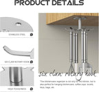 SUPVOX Rotatable 6-Prong Kitchen Utensil Hooks Stainless Steel 304 Under Cabinet Hanging Holder Heavy Duty Hanging Utensil Organizer for Kitchen Storage