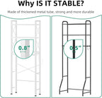 Kalrin Over The Toilet Storage with X Shape Side Guardrail, 3-Tier Over Toilet Storage Rack with Drain Basket, Freestanding Bathroom Organizer for Balcony Laundry, Pure White