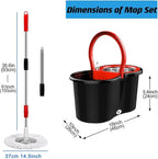 Mop and Bucket with Wringer Set 360° 3psc Microfiber Spin Mop with Bucket and Dual Mop Heads Self Wringing Spinning Mop (20QT) (1)