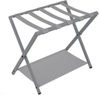 Hzuaneri Luggage Rack, Folding Suitcase Stand for Guest, Foldable, Luggage Holders with Shelf, Steel Frame with Nylon Straps for Bedroom, Hotel, Holds up to 154 lb, Grey,1 Pack LR03899G