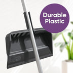 Superio 3-Pack Wide Plastic Dustpan with Comb - 16" Wide, Rubber Lip, Broom Handle Clip, Grey