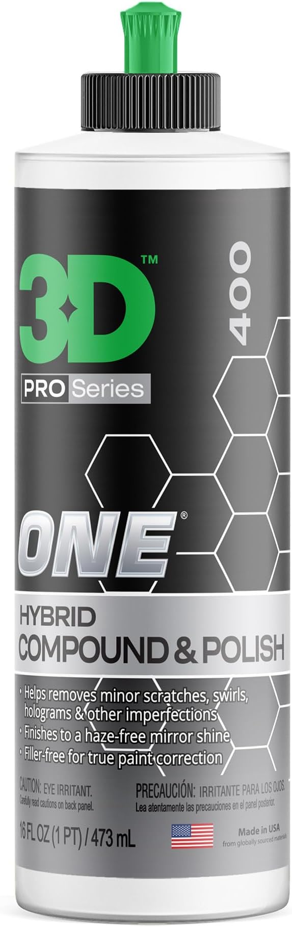 3D One Car Scratch & Swirl Remover Hybrid Rubbing Compound & Polish Buffing Compound for True Paint Correction 16oz Made in USA
