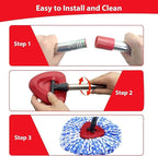Small Spin Mop Replacement Head Compatible with Ocedar 2 Tank RinseClean, 4 Mop Heads +1 Stick+1 Base , Microfiber Mop Refills and 30-58in Handle, Easy-to-Replace(Blue,2 Tank)