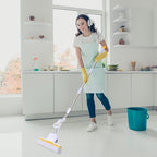 PVA Sponge Mops for Floor Cleaning Squeeze with 60" Long Handle, Self Wringing Mop with 15" Head for Kitchen Bathroom Tiles, Sponge Mops for Floor Cleaning with Wringer DUDTO