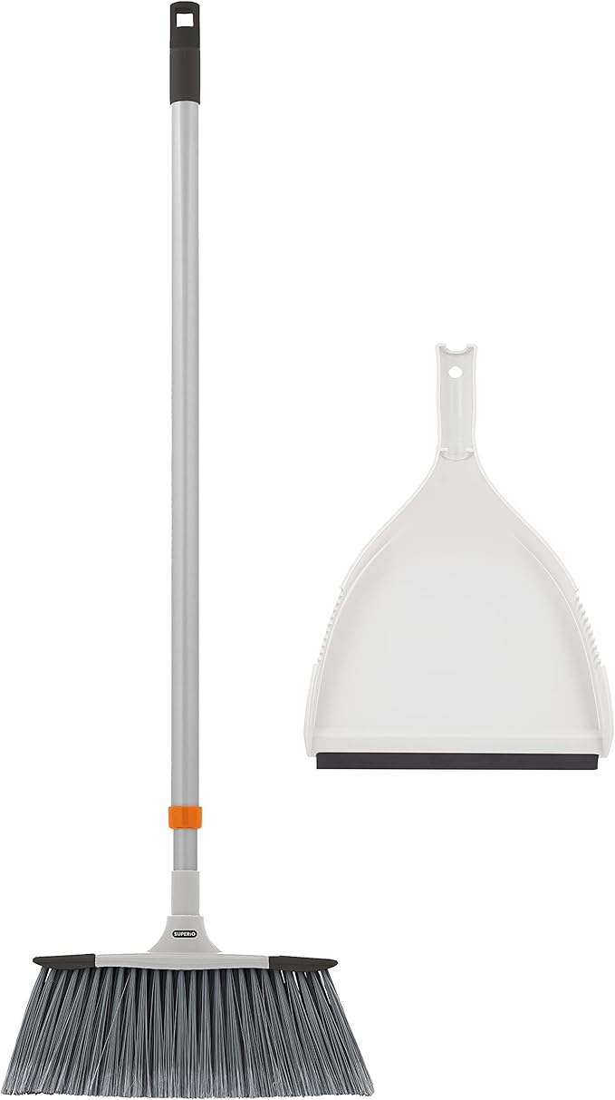 Slim Angle Broom with Dustpan with Extendable Handle 53" Long, Durable Collapsible Broom for Home, Kitchen, RV, Travel