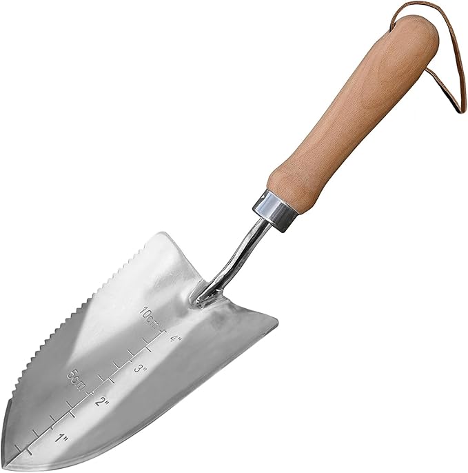 GREBSTK Gardening Serrated Shovels Stainless Steel Transplanter Garden Trowel Depth Marker Measurements Shovel Weeding Tool