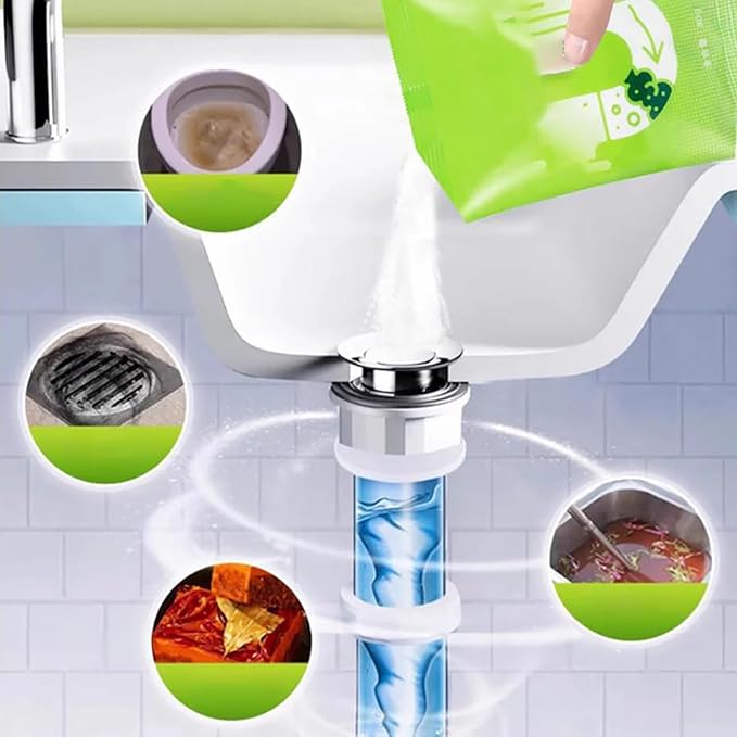 Wild Tornado Sink and Drain Cleaner, Wild Sink and Drain Cleaner Powder, Fast Foaming for Kitchen/Bathroom/Toilet Pipeline Quick Cleaning Tool (3PCS)