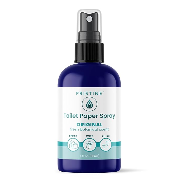 PRISTINE Toilet Paper Spray - As Seen on Shark Tank, More Natural Personal Cleansing Wipes & Flushable Wet Wipes Alternative, Spray Toilet Paper to Create Flushable Wipe, Original, 4 fl oz