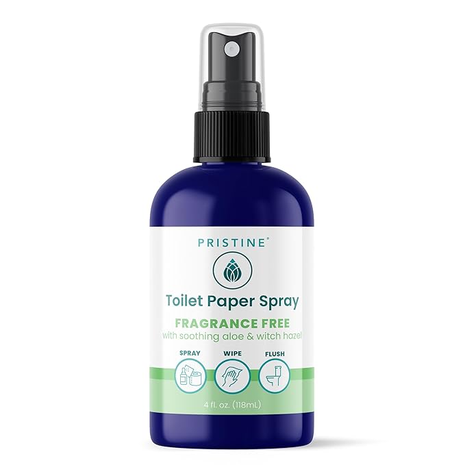 PRISTINE Toilet Paper Spray - As Seen on Shark Tank, More Natural Personal Cleansing Wipes & Flushable Wet Wipes Alternative, Spray Toilet Paper to Create Flushable Wipe, Fragrance Free, 4 fl oz