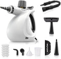 Steam Disinfection Cleaner, Handheld Pressurized Steamer with 9-Piece Accessories for Multi-Surface Cleaning, Natural Sanitization for Kitchen, Floor (1 x Steam Cleaner Kit + 4 Fiber Cloths)