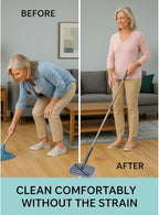 TRUE & TIDY Square Spin Mop & Bucket System – Dual Chamber for Clean & Dirty Water, 360° Rotating Self-Wringing Mop with Built-in Scrub Brush, Stainless Steel Handle & 2 Reusable Microfiber Mop Pads