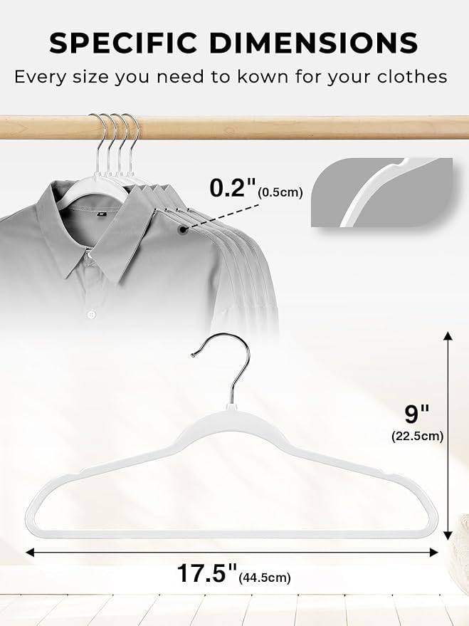 SMARTOR 100 Pack Non-Velvet Plastic Hangers for Clothes - Heavy Duty Coat Hanger - Space-Saving Clothes Hanger with Chrome Swivel Hook, Durable Non-Flocked - White