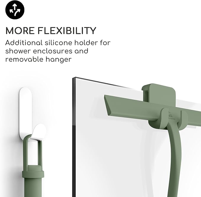 GÜTEWERK Shower Squeegee for Glass Doors, Silicone Window Squeegee, Bathroom and Glass Cleaning - Green - 9 Inch