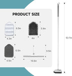 nacena Shower Scrubber with Long Handle, 4 in 1 Tile Tub Scrubber Brush with 3 Detachable Cleaning Shower Heads and Floor Squeegee Shower Cleaner Brush for Bathroom Kitchen Tub Sink Floor, Grey White