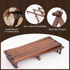 SCUNDA Accordion Wall Hanger with 20 Hooks, Expandable Wall Hat Display Rack, Wooden Wall Hook for Coat, Hats, Baseball Caps, Coffee Mug, Jewelry(Brown)