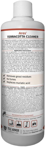 Ares Acidic Terracotta Tile Cleaner, Heavy-Duty Clay, Tile Floor Cleaner for Cotto, Porous, Ceramic and Acid-Resistant Tiles, Post-Installation Grime Cleaner, Indoor & Outdoor Use, 32 fl oz