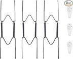 Bilillo 3 Pack Plate Hangers for The Wall, Suitable for 8''-10'' Decorative Plate,Invisible Heavy Duty Wire Plate Holder with Wall Hooks, Plate Hangers for Displaying Plates, Platter, Dish (Black)